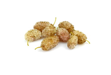 Mulberry fruits. Branch of White mulberry fruits isolated on white background.