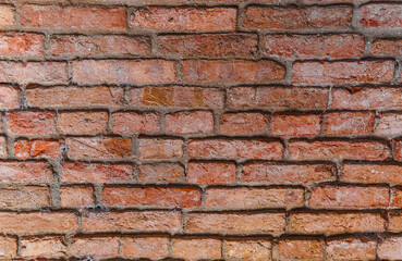 Brick back. Old red brick wall