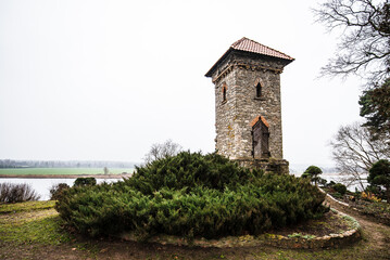 Fototapeta na wymiar Tetelminde old hunting view tower, Tetele, Latvia
