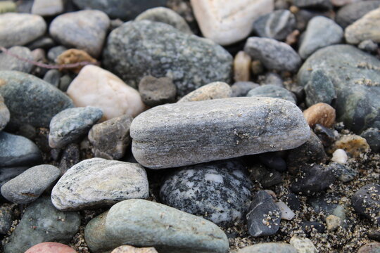 Rocks stones on the Beach Seaside Line. Photo taken in altinkum akcay edremit town Aegean sea coast region turkey anatolia asia. Calm warm weather day in autumn 2020. 