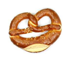 Bavarian salt pretzel isolated on a white background
