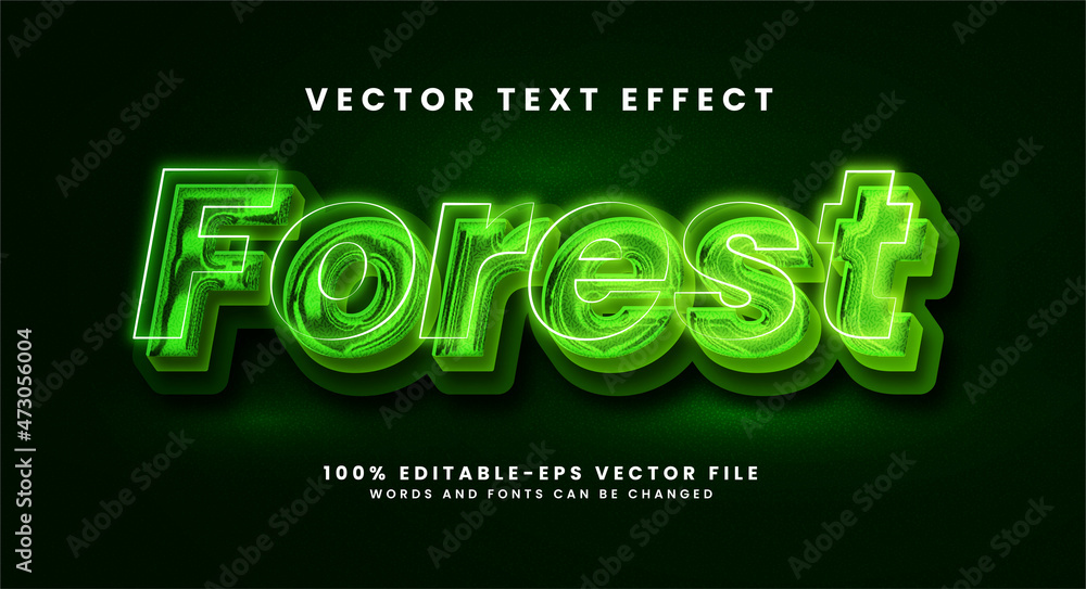 Poster forest 3d text effect. editable text style effect with natural life theme.