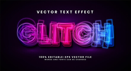 Glitch 3D text effect. Editable text style effect with colorful abstract light theme.