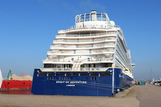 IJmuiden, The Netherlands - October 8th, 2021:  Spirit Of Adventure Saga Cruises