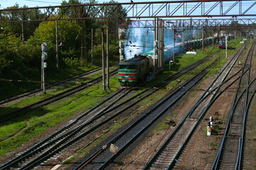 The old freight train and track in Ukraine.