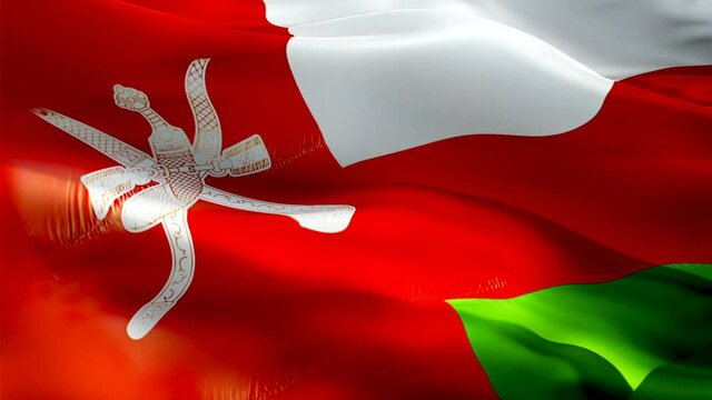Omani flag. 3d Oman sign waving video. Flag of Oman seamless loop animation. Omani flag silk HD resolution Background. Oman flag Closeup 1080p HD video for Independence Day,Victory day
