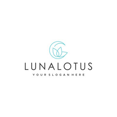 Minimalist flat letter mark LUNA LOTUS logo design
