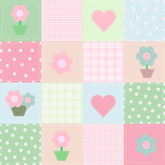 patchwork illustration patterned print fabric flower 
romantic decoration
