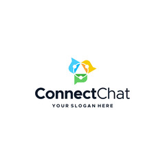 Fototapeta na wymiar modern CONNECT CHAT colorful circle logo design