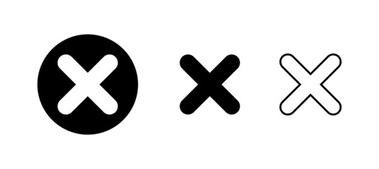 Close icons set. Delete sign and symbol. cross sign