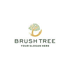 Fototapeta na wymiar modern BRUSH TREE leaves stalk stem logo design