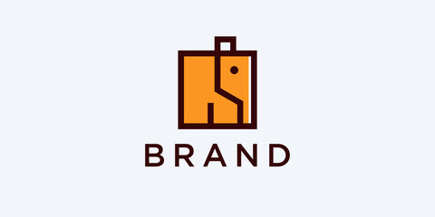 Simple and minimal elephant logo illustration. modern vector line icon.