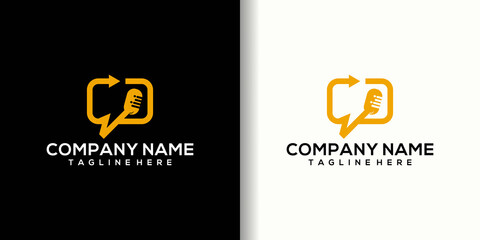 Bubble chat with podcast logo design