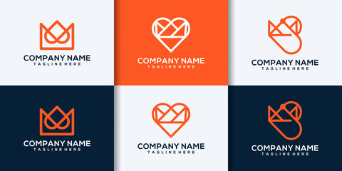 Crown with love elegant logo design