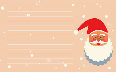 Christmas letter to Santa Claus.Christmas postcard. Empty space for text