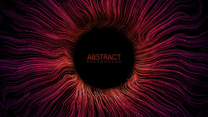 Colorful abstract eye iris or magic portal with glowing waved lines and sparks. Abstract vector background with place for your content - obrazy, fototapety, plakaty