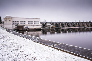 Power station on the river Daugava, Kegums, Latvia.