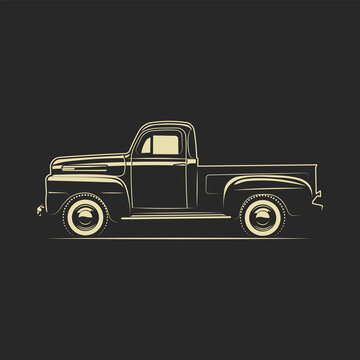 pickup truck classic outline illustration