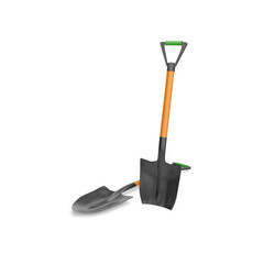 3D illustration of a shovel on a white background.