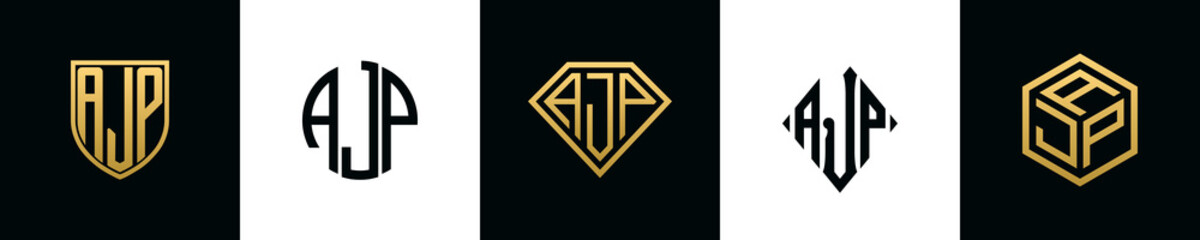 Initial letters AJP logo designs Bundle