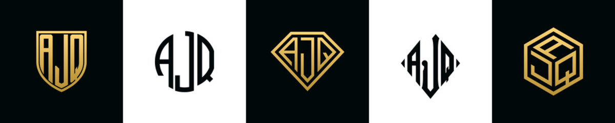 Initial letters AJQ logo designs Bundle