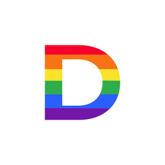 Letter D Colored in Rainbow Color Logo Design Inspiration for LGBT Concept