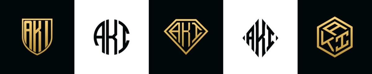 Initial letters AKI logo designs Bundle