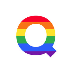 Letter Q Colored in Rainbow Color Logo Design Inspiration for LGBT Concept