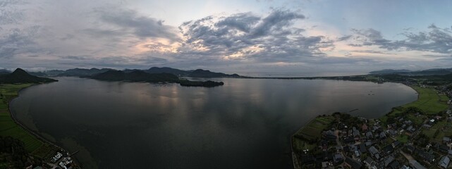 山陰海岸国定公園　京丹後市久美浜湾の綺麗な夕景