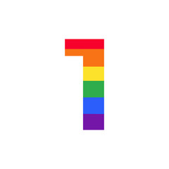 Number 1 Colored in Rainbow Color Logo Design Inspiration for LGBT Concept