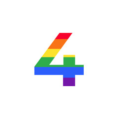 Number 4 Colored in Rainbow Color Logo Design Inspiration for LGBT Concept
