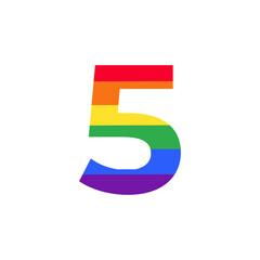 Number 5 Colored in Rainbow Color Logo Design Inspiration for LGBT Concept