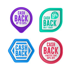 Cash back badge label promotion gradient color design collection