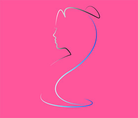 Fototapeta na wymiar beautiful woman linear logo design. womens hairstyles creative brand concept.