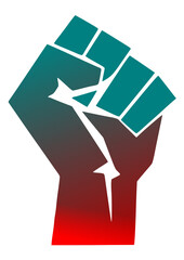 clenched hands to show strength and fighting spirit vector illustration in colour