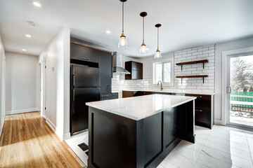 Typical budget Canadian single family house, renovated with some luxury elements in design...