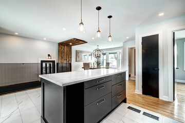 Typical budget Canadian single family house, renovated with some luxury elements in design...
