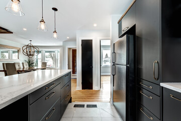Typical budget Canadian single family house, renovated with some luxury elements in design...