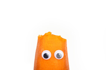 carrot face with eyes isolate on white background.