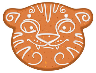 Gingerbread tiger head symbol christmas and new year 2022