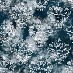 Seamless navy blue and white abstract grungy seamless surface pattern design for print. High quality illustration. Texture for background or textile or fabric or wallpaper or interior design.