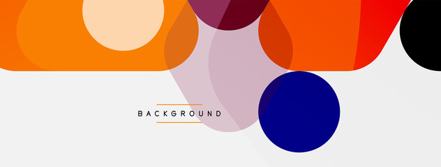 Color bubbles and rounded geometric shapes on white. Vector geometric minimal abstract background for wallpaper, banner, background, landing page