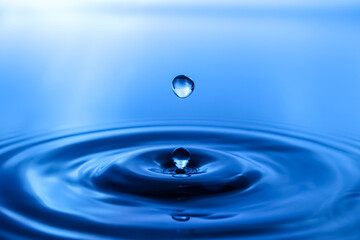 Splash of water on blue background