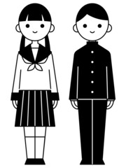 人物イラスト_学生男女