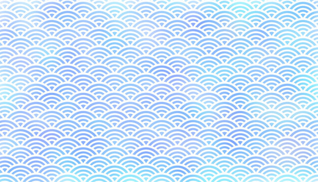 淡いブルーの色合いの青海波の背景素材
