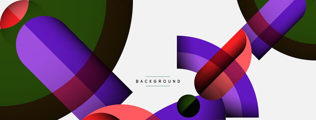 Geometric abstract background. Round shapes, circles, lines composition for wallpaper banner background or landing page