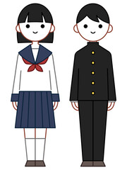 人物イラスト_学生男女