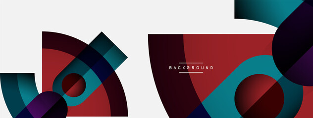 Geometric abstract background. Round shapes, circles, lines composition for wallpaper banner background or landing page