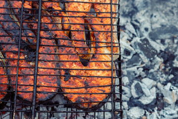 grilled fish bbq charcoal cooking nature summer
