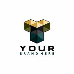 Letter Y logo design. logo with 3d squares. neatly arranged block